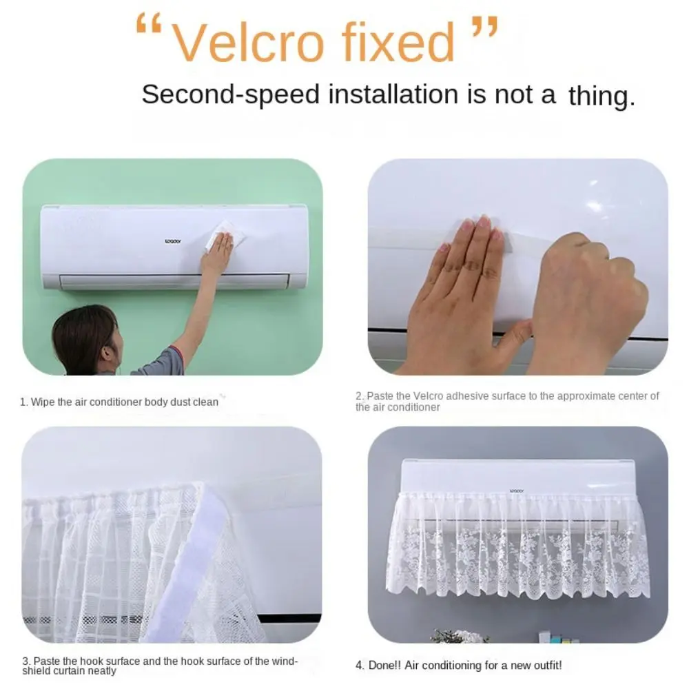 Anti-direct Blowing Air Conditioner Windproof Cover Washable Lace Flower Embroidery Dust-proof Hanging Cover Universal Size