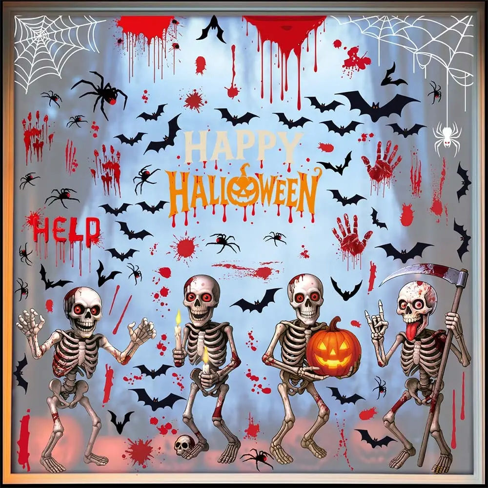 Multicolor Halloween Sticker PVC Two-sided Printing Cartoon Static Stickers Ghost Hands Party Supplies