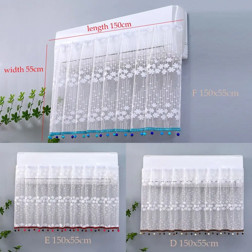 Anti-direct Blowing Air Conditioner Windproof Cover Washable Lace Flower Embroidery Dust-proof Hanging Cover Universal Size