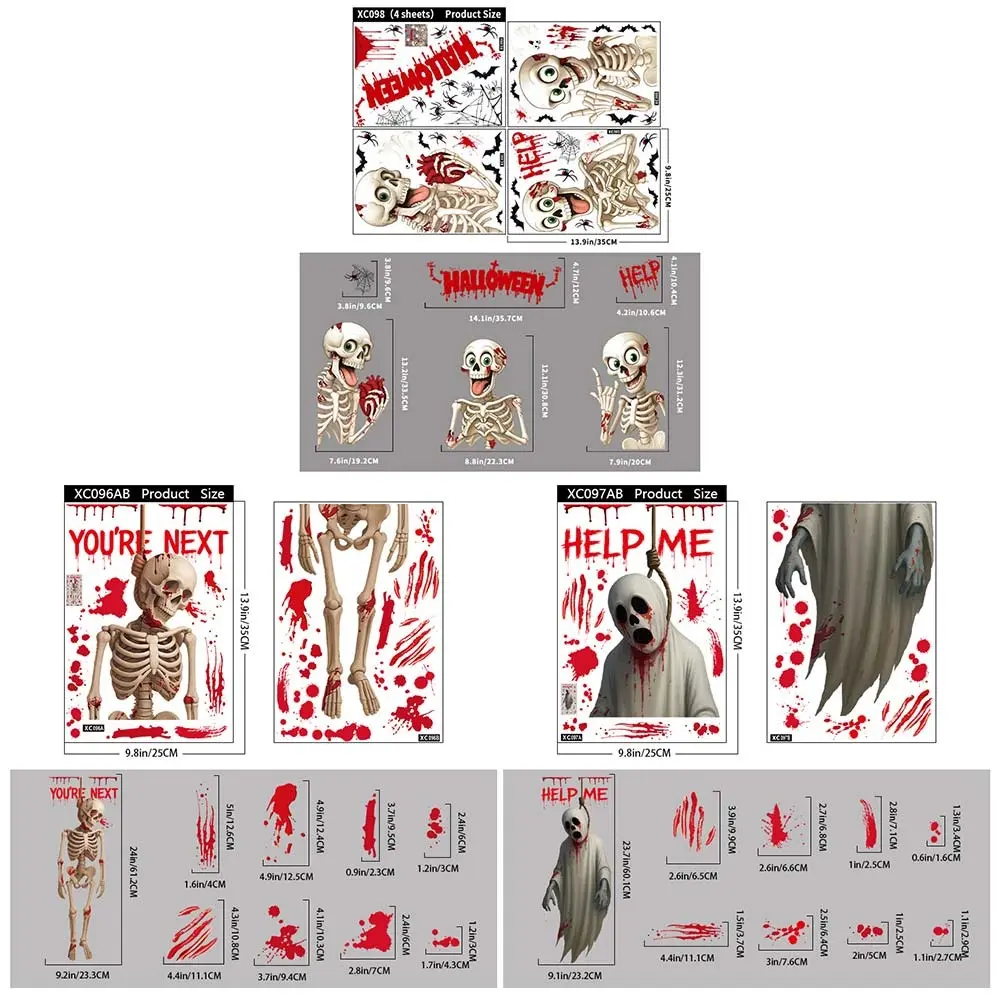 Multicolor Halloween Sticker PVC Two-sided Printing Cartoon Static Stickers Ghost Hands Party Supplies