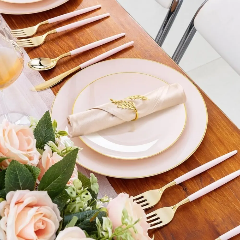 1/6/12pcs Modern Minimalist Napkin Ring Buckles Metal Christmas Thanksgiving Napkin Holder Gold Leaf Dinnig Table Decoration