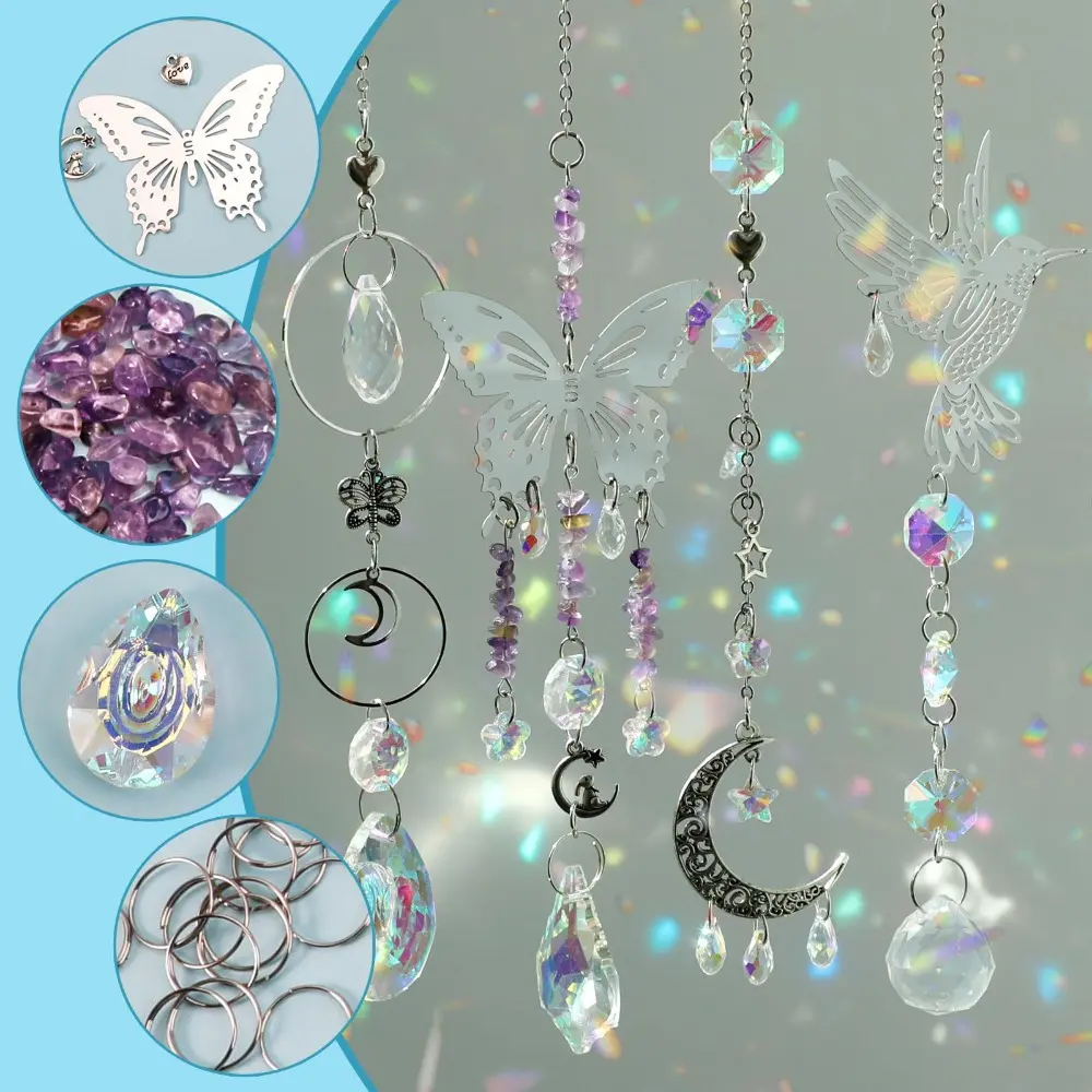 400Pcs Exquisite Crystal Sun Catcher Arts Colorful DIY Crystal Suncatcher Crafts Kit Suncatchers DIY Making Supplies Gift