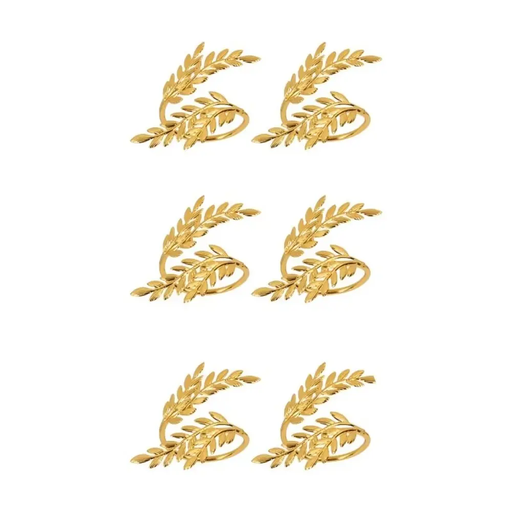 1/6/12pcs Modern Minimalist Napkin Ring Buckles Metal Christmas Thanksgiving Napkin Holder Gold Leaf Dinnig Table Decoration
