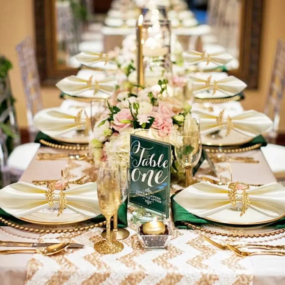 1/6/12pcs Modern Minimalist Napkin Ring Buckles Metal Christmas Thanksgiving Napkin Holder Gold Leaf Dinnig Table Decoration