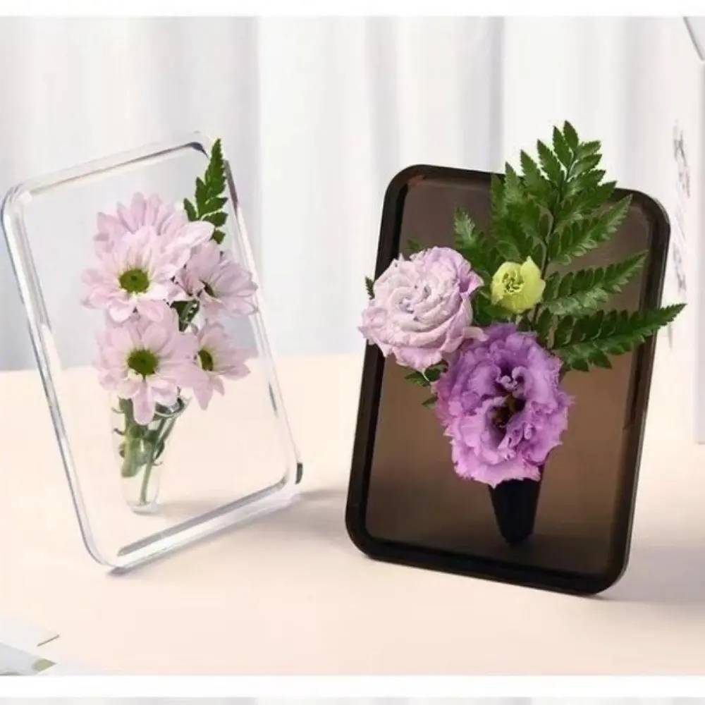 Ins Acrylic Photo Frame Vase Transparent Fresh and Dried Flower Flower Container Hydroponic Flower Vase Art Decorations