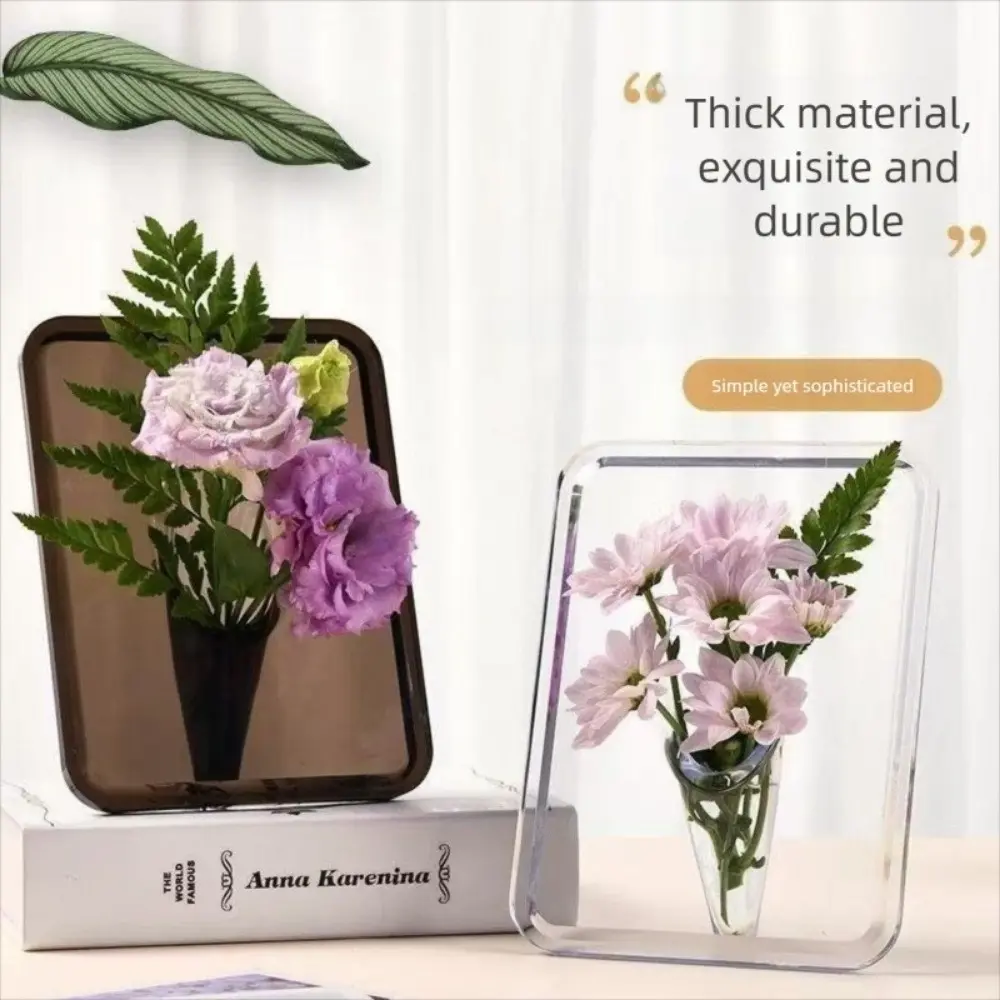Ins Acrylic Photo Frame Vase Transparent Fresh and Dried Flower Flower Container Hydroponic Flower Vase Art Decorations