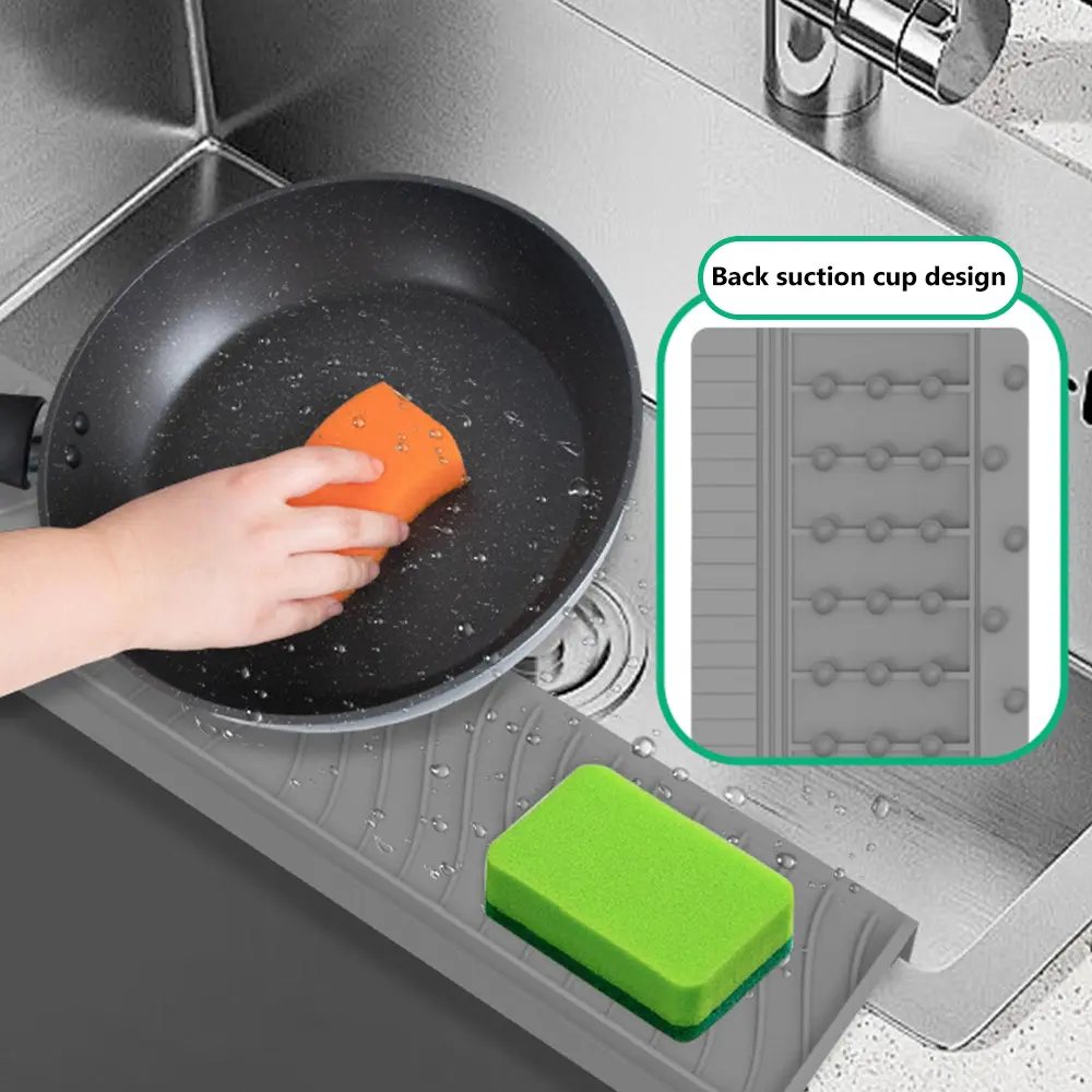Silicone Sink Splash Guard Sucker Foldable Faucet Splash Pad Anti-spray Can Be Cropped Faucet Mat Splash Catcher Kitchen