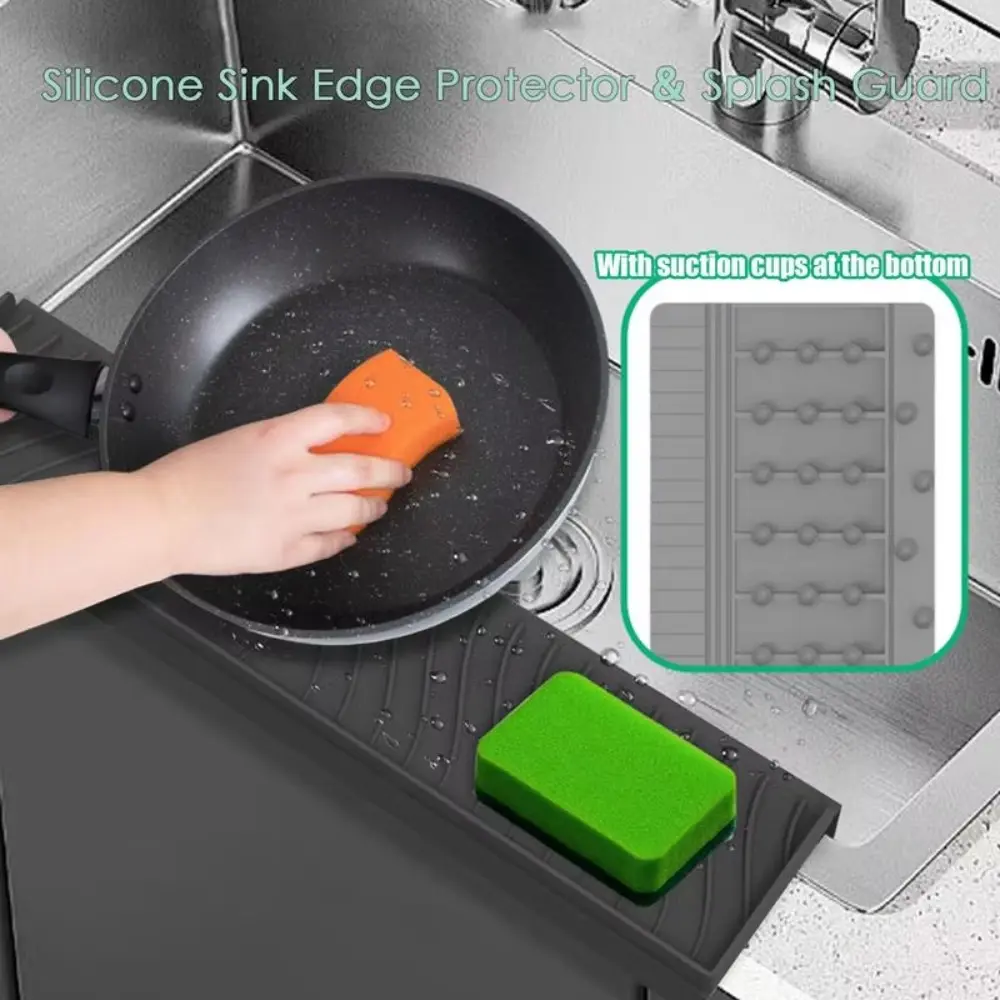 Silicone Sink Splash Guard Sucker Foldable Faucet Splash Pad Anti-spray Can Be Cropped Faucet Mat Splash Catcher Kitchen