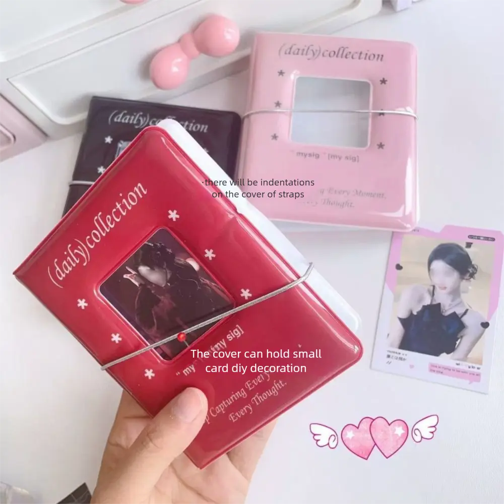 Portable 3 inch Mini Kpop Album Binder Square Hollow Out Name Card Book Photo Album