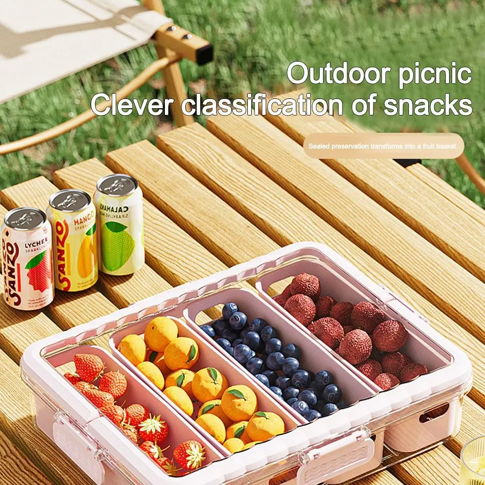 New 4/8 Grid Kitchen Seasoning Storage Box with Lids Plastic Spice Box Dustproof Snack Fruit Divided Plate Box