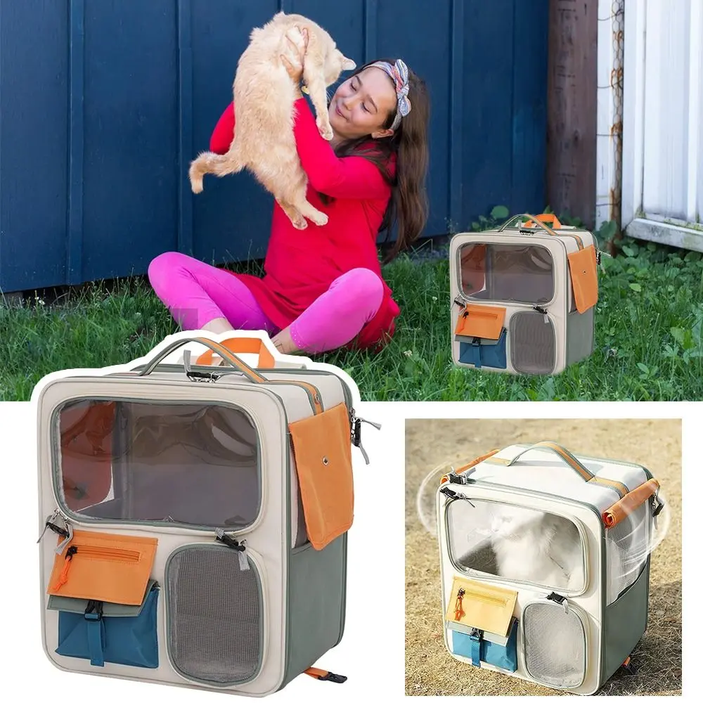 New Portable Cat Backpack Transparent Window Large Capacity Pet Backpack Cat Carriers Bag Camping