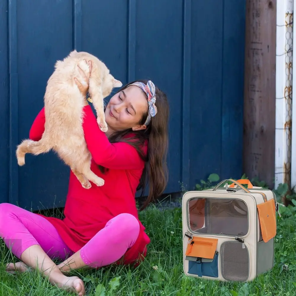 New Portable Cat Backpack Transparent Window Large Capacity Pet Backpack Cat Carriers Bag Camping
