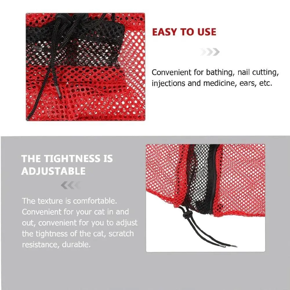 Breathable Mesh Cat Bathing Bag Anti Scratch Adjustable Anti Scratching Bag Anti Escape Cat Grooming Restraint Bag Bathing