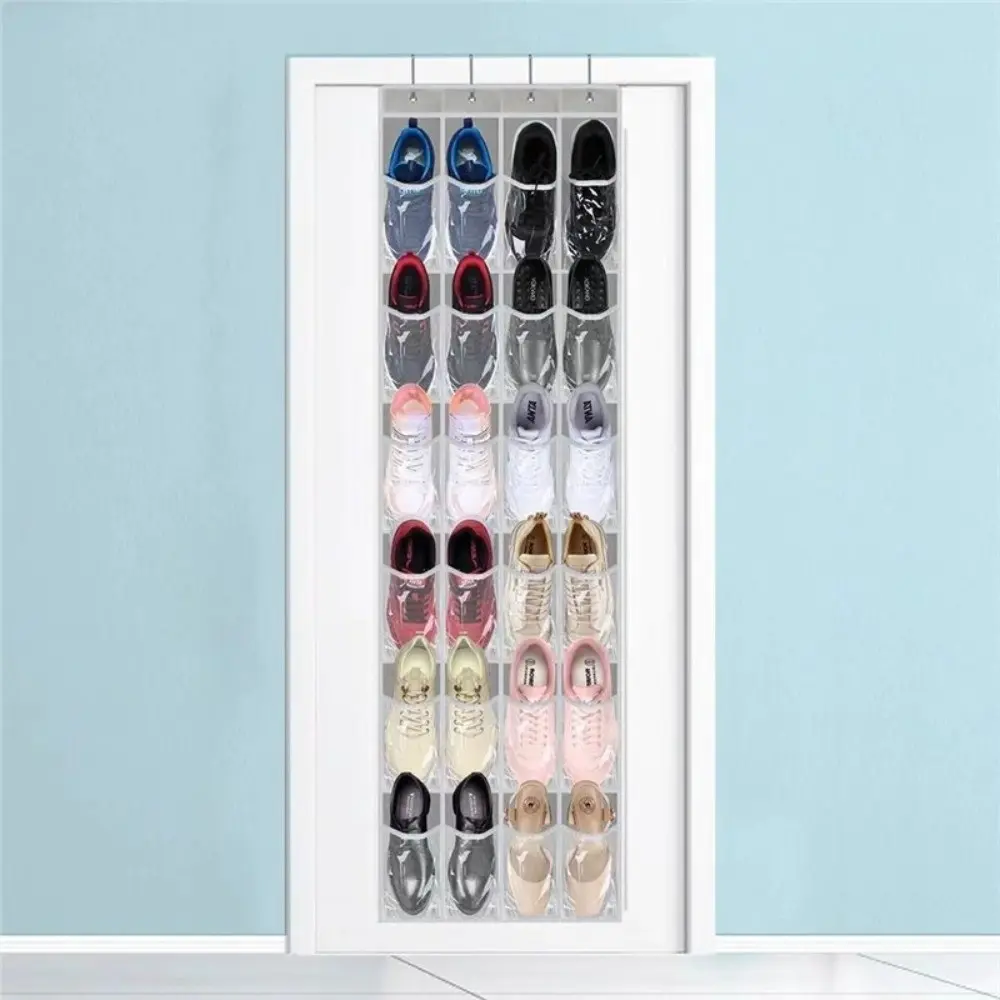 New 24 Grids Sundries Shoe Organiser Clear Hanging Over Storage Rack Wall-mounted Door Cloth Box