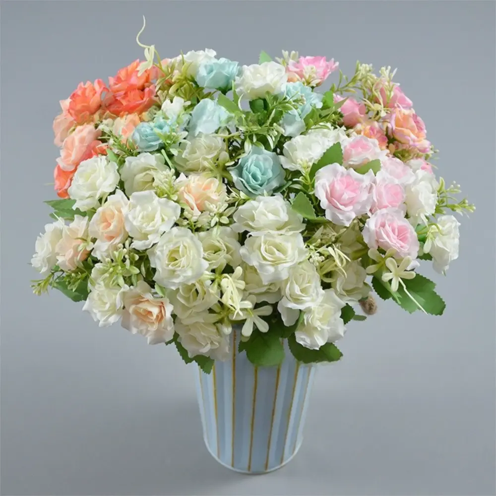Realistic 10 Heads Artificial Rose Bouquet 32cm Silk Western-Style Floral Decor Artificial Flowers Wedding Decoration Flowers