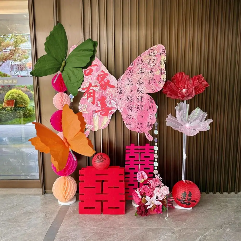 30cm Giant Gauze Flower 3D Flower Head Artificial Butterfly Flower Paper Material Colorful Design Large Scale Flower