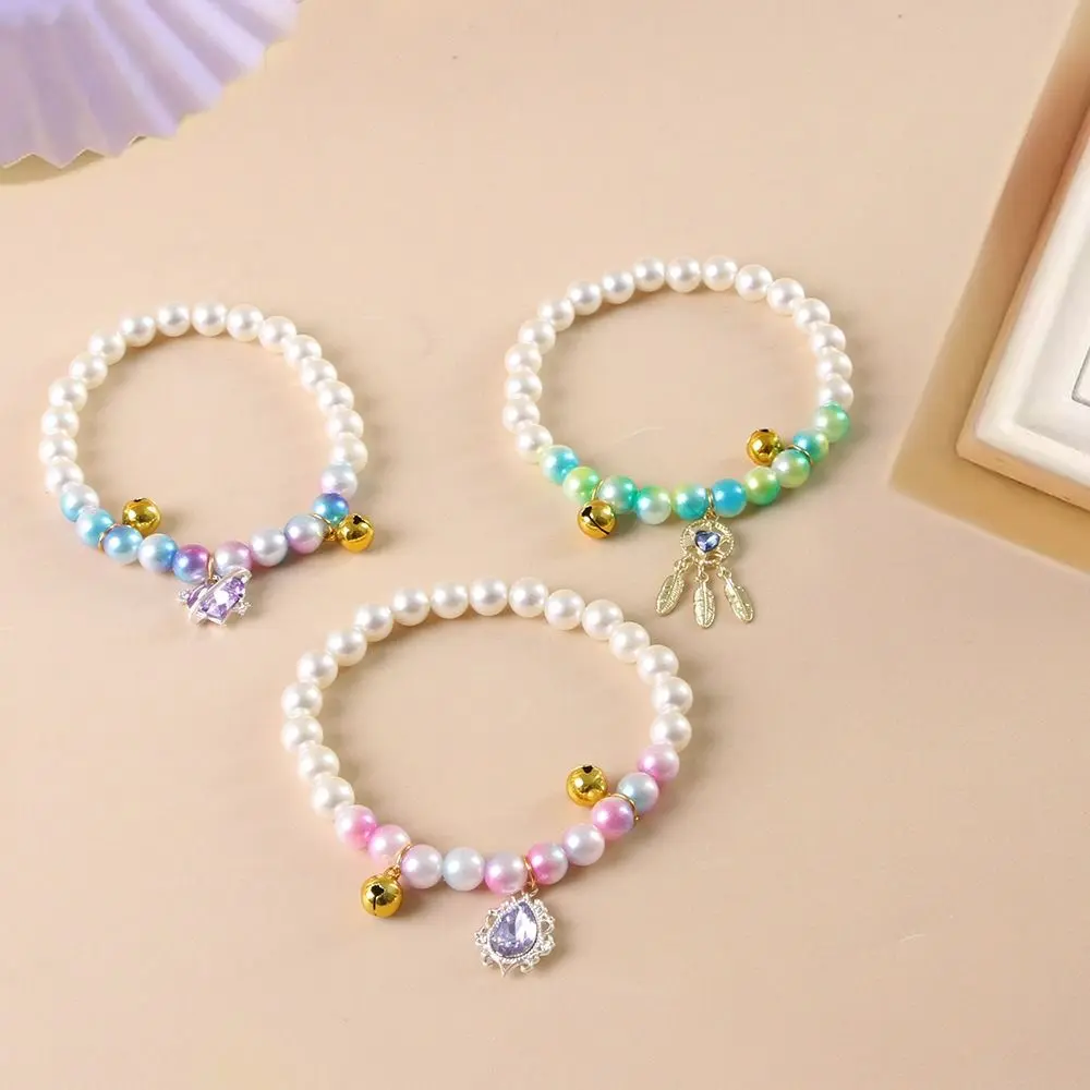 Elastic Rope Pet Pearl Collar Princess Style Pet Jewelry Cat Necklace With Crystal Pendant Cat Accessories