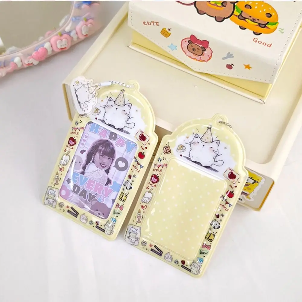 PVC Photocard Holder Thicken Cartoon Idol Photos Protective Cover Kawaii With Pendant Idol Photos Protector Case Students Gift
