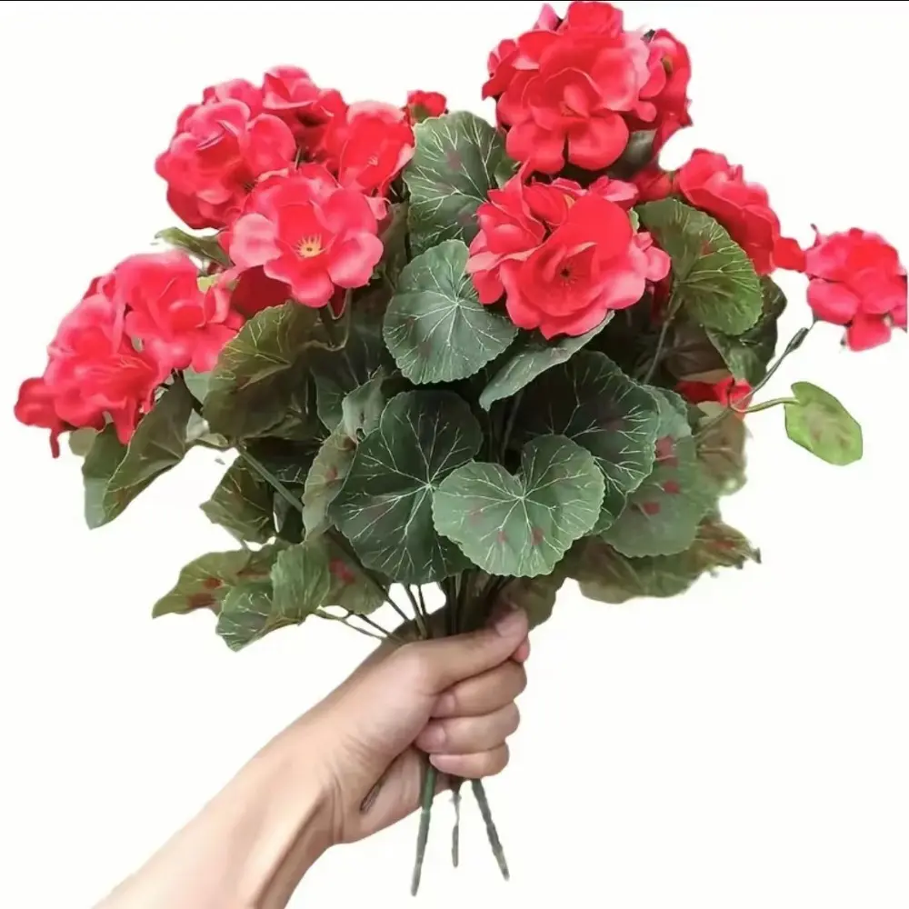 New 35CM Begonia Flower Artificial Plants Silk DIY Home Floral Arrangement Simulated Begonia Flower Table Decoration