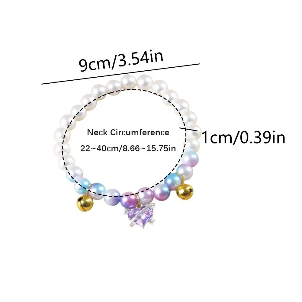 Elastic Rope Pet Pearl Collar Princess Style Pet Jewelry Cat Necklace With Crystal Pendant Cat Accessories