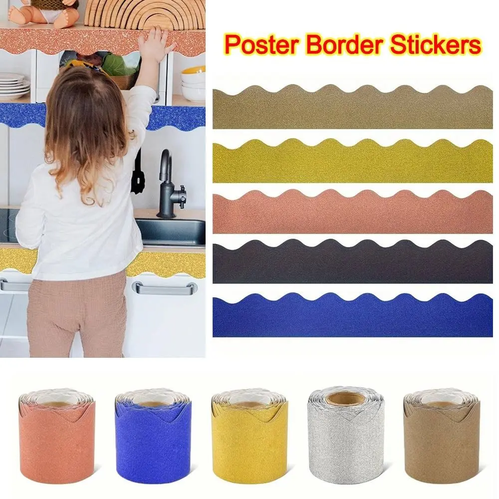 Colored Poster Border Stickers DIY Waterproof Black Board Decorative Stickers Wall Decoration