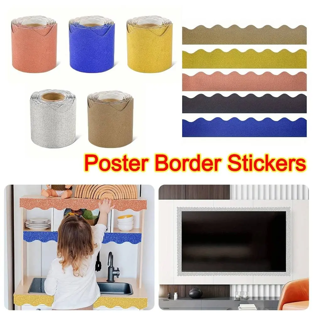Colored Poster Border Stickers DIY Waterproof Black Board Decorative Stickers Wall Decoration