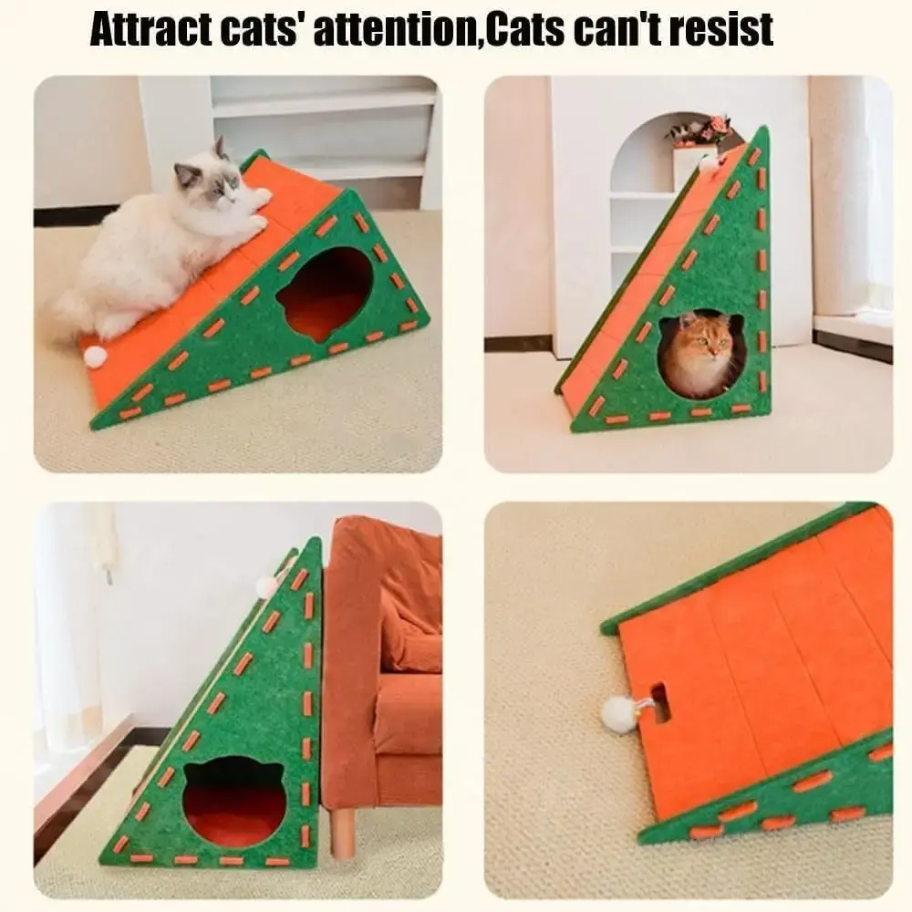 With Plush Ball Toy Cat Scratcher Easy To Clean Removable Felt Cat Scratcher Prevents Furniture Damage Durable Cat Toy