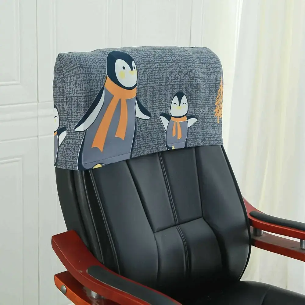 Cartoon Panda Penguin Rose Pattern Elastic Office Chair Backrest Cover Comfortable Dustproof Chair Back Protection Household