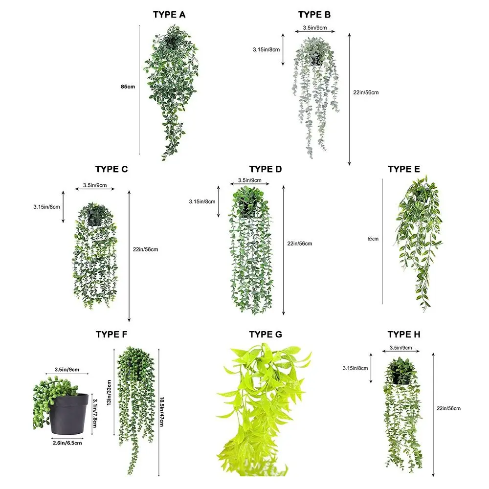 Plastic Material Persian Fern Leaves Leaf Grass Texture Vine Design Artificial Plant Succulent Shape Hanging Style Fake Plants