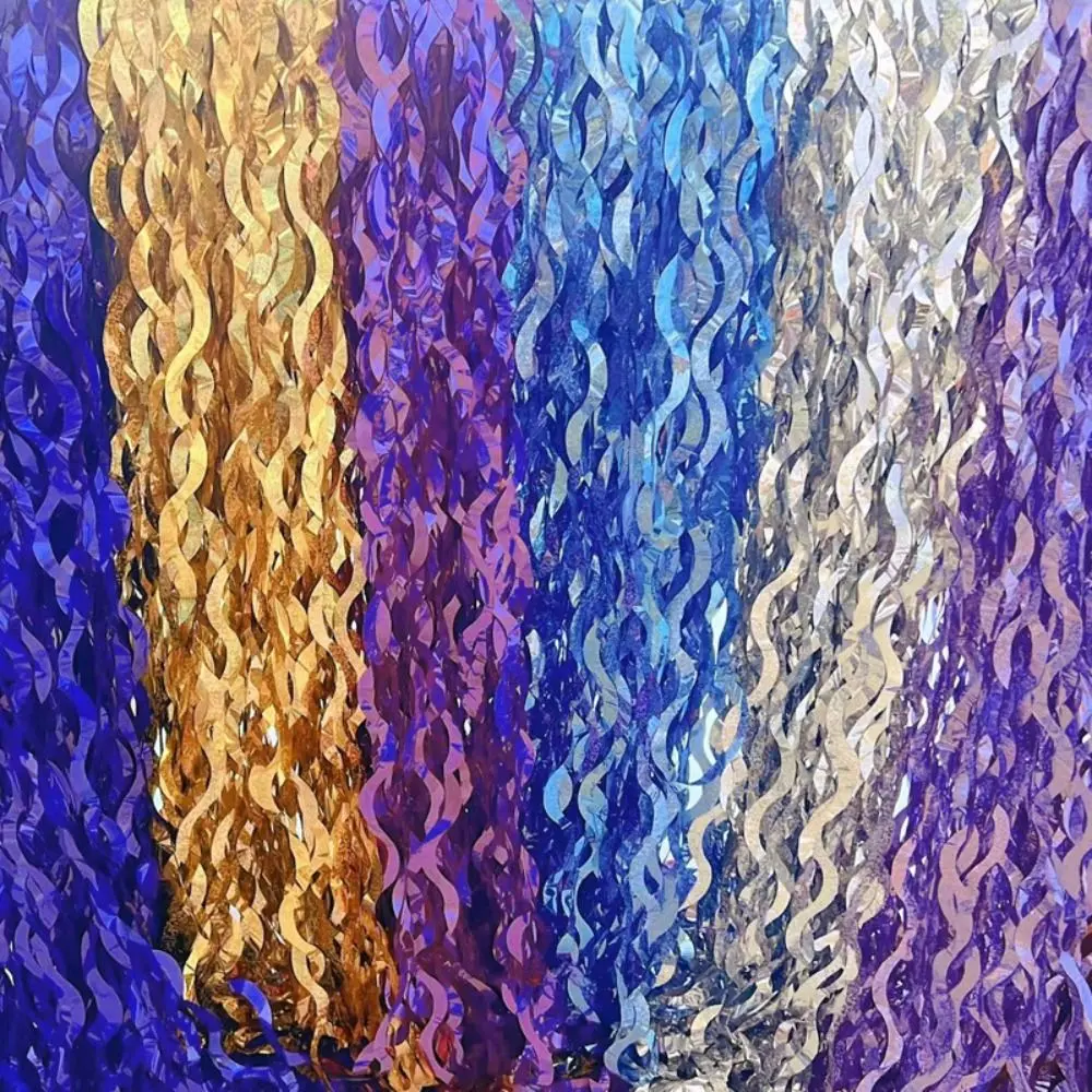 1x2m Wave Pattern Foil Curtain PET Multipurpose Decoration Balloon Rain Curtain Backdrop Wall Curtains