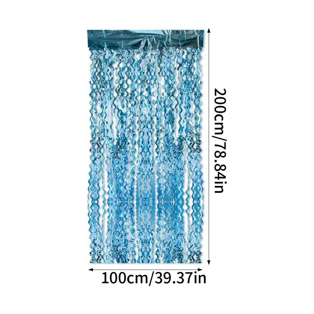 1x2m Wave Pattern Foil Curtain PET Multipurpose Decoration Balloon Rain Curtain Backdrop Wall Curtains