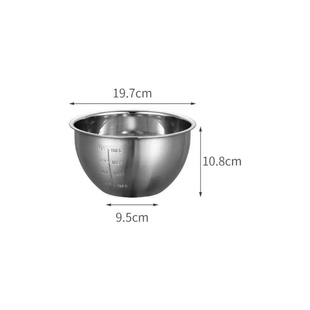 Stainless Steel Stainless Steel Salad Bowls with Scale Egg Flour Mixing Baking Bowl Easy To Clean Big Capacity Fruit Container