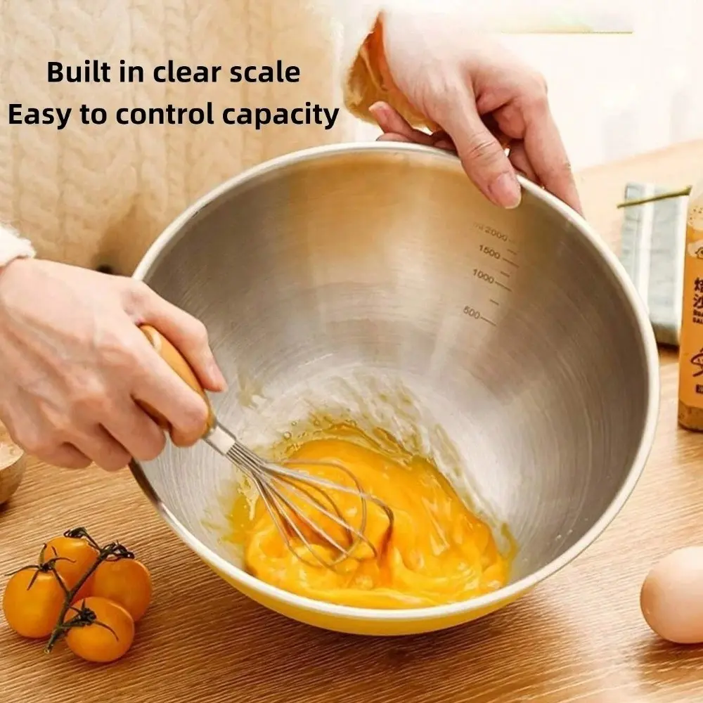 Stainless Steel Stainless Steel Salad Bowls with Scale Egg Flour Mixing Baking Bowl Easy To Clean Big Capacity Fruit Container