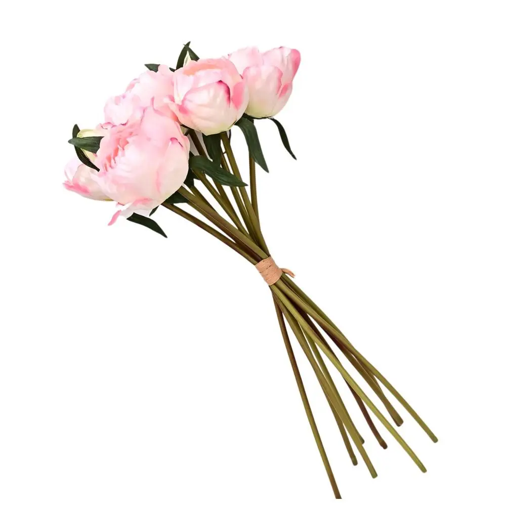 9pcs/set Simulated Peony Bud Bouquet Handwriting Style Peony Bud Fake Flowers Bouquet Wedding Hall Decoration Living Room