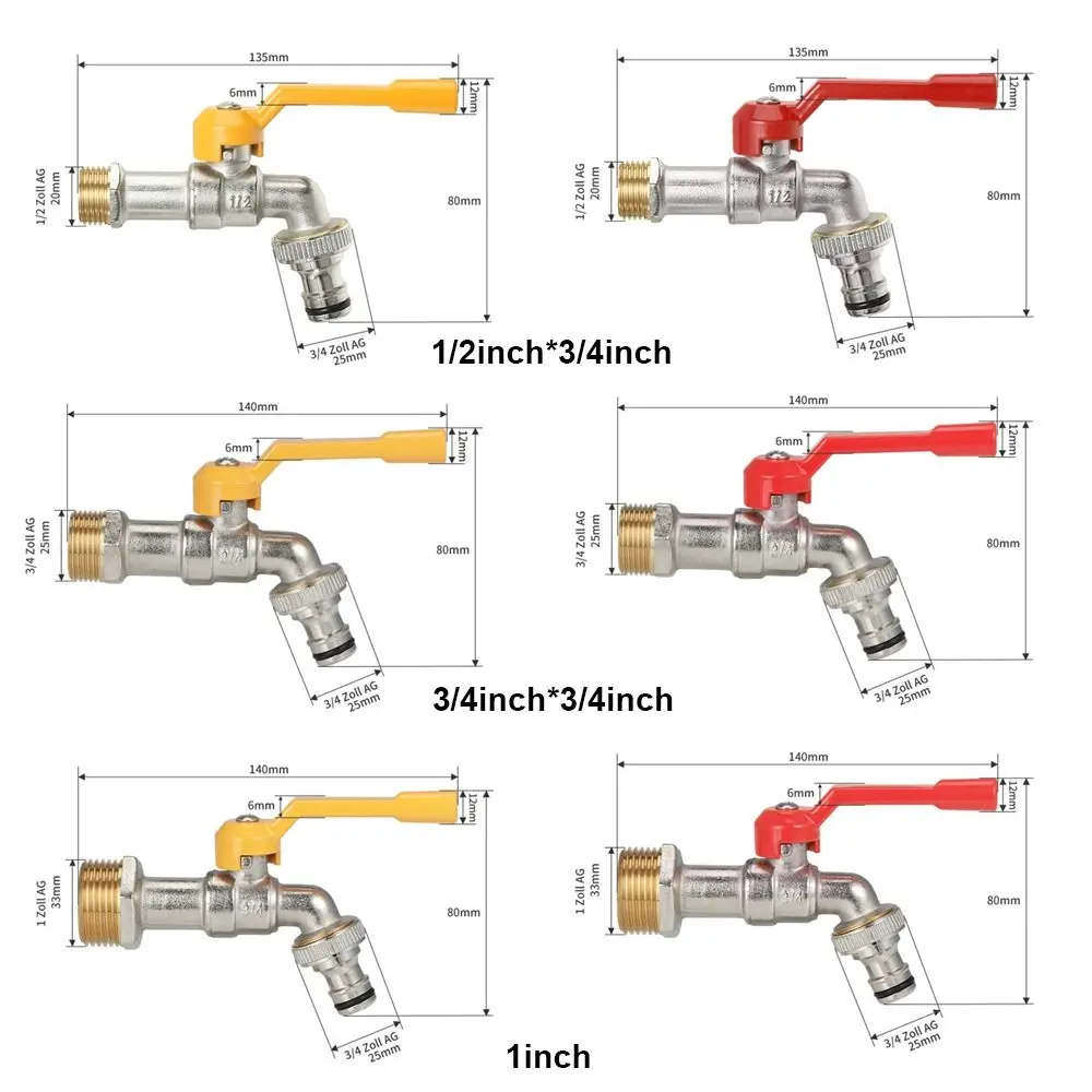 All Copper Tap Water Faucet 4/6/8 Points Garden Irrigation Valve Switch Thread One Into One Out Water Splitter Connector