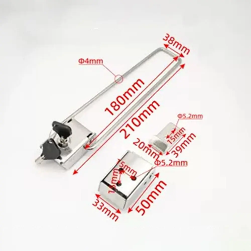 304 Stainless Steel Light Box Lock 90/120/150/170/190/210mm Multifunctional Advertisement Column Extended Lock