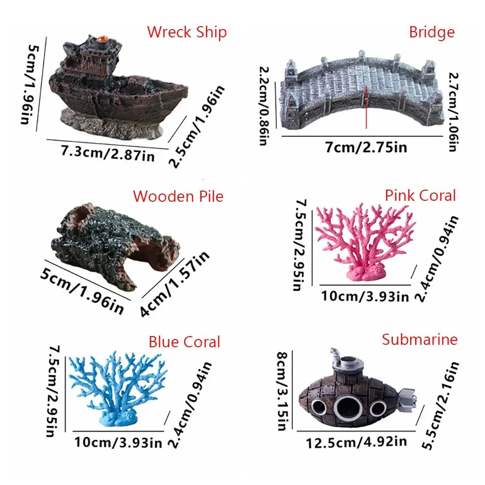 Creative Resin Fish Tank Landscape Wreck Ship Submarine Fish Tank Decoration Cartoon Simulated Coral Aquarium Ornament Home