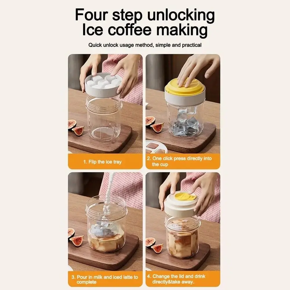Portable Iced American DIY Ice Maker Ice Grid Cold Drink Cup Insulated Ice Maker Water Cup Airtight Lid Cold Brew Cup Outing