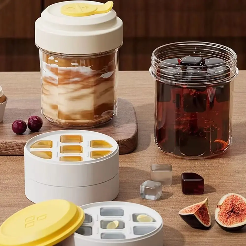 Portable Iced American DIY Ice Maker Ice Grid Cold Drink Cup Insulated Ice Maker Water Cup Airtight Lid Cold Brew Cup Outing