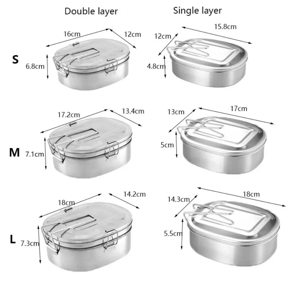 Rectangular Shape Stainless Steel Lunch Box Foldable Handle 304 Stainless Steel Bento Box Leakproof Design Unbreakable Material