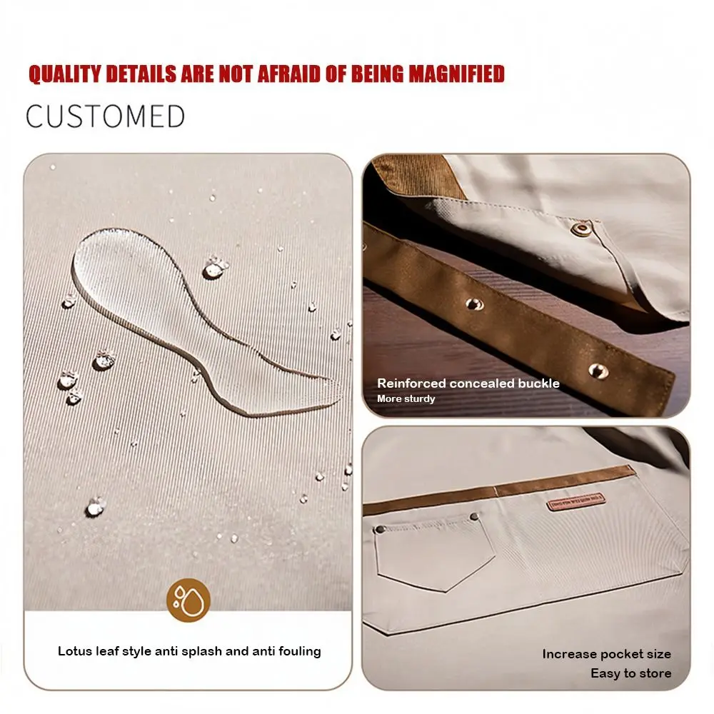 Fashion Waterproof Apron Large Pockets Anti Dirty Kitchen Aprons Oil-proof Simple Cooking Apron for Women Men