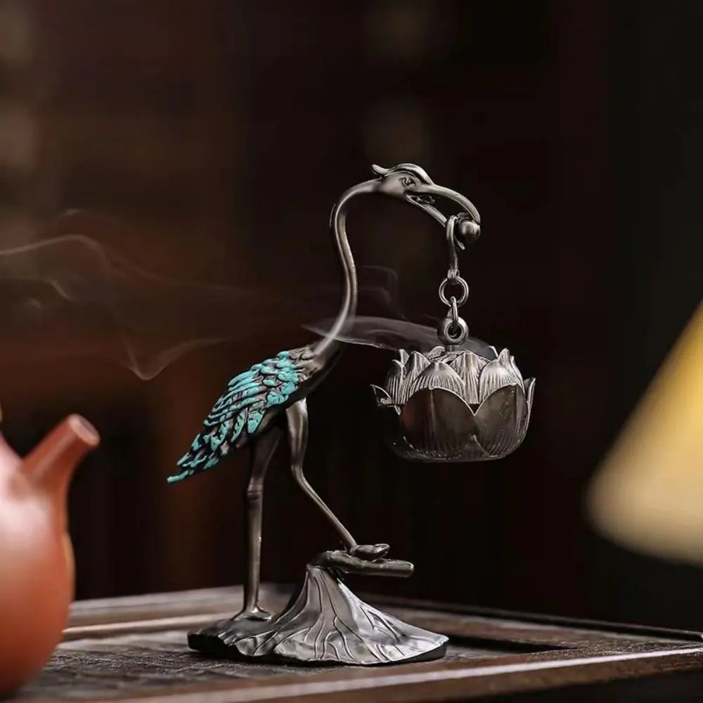Chinese Style Incense Burner Zinc Alloy Good Symbolism Incense Holder Red-crowned Crane Accessories Incense Burning