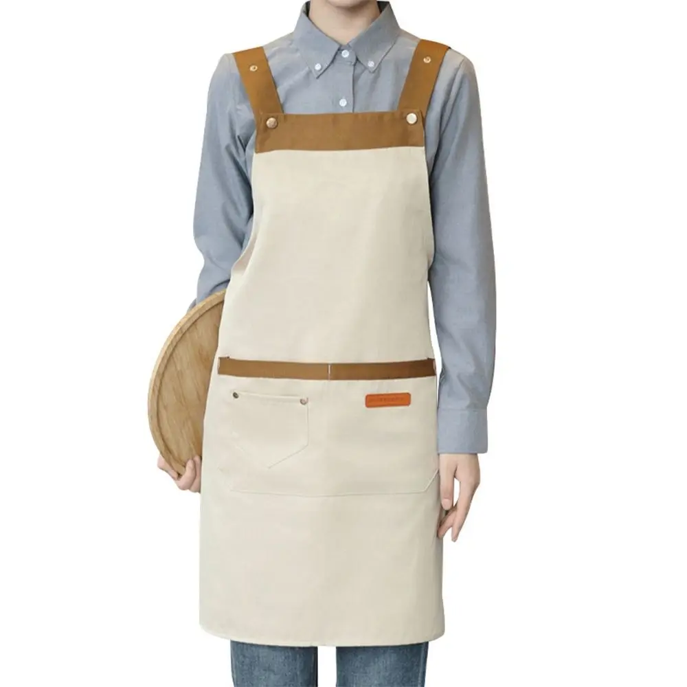 Fashion Waterproof Apron Large Pockets Anti Dirty Kitchen Aprons Oil-proof Simple Cooking Apron for Women Men