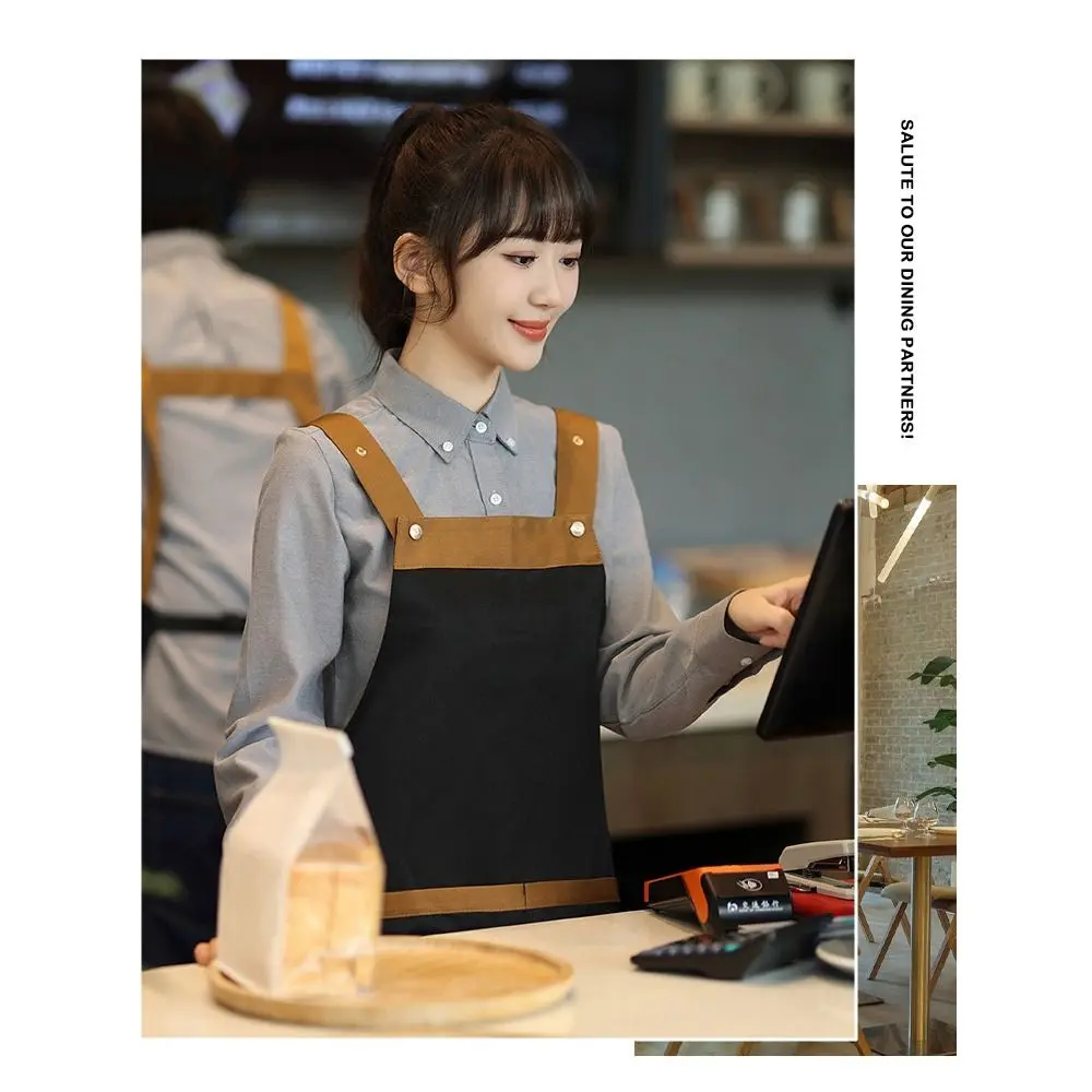 Fashion Waterproof Apron Large Pockets Anti Dirty Kitchen Aprons Oil-proof Simple Cooking Apron for Women Men