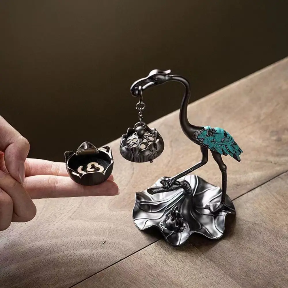 Chinese Style Incense Burner Zinc Alloy Good Symbolism Incense Holder Red-crowned Crane Accessories Incense Burning