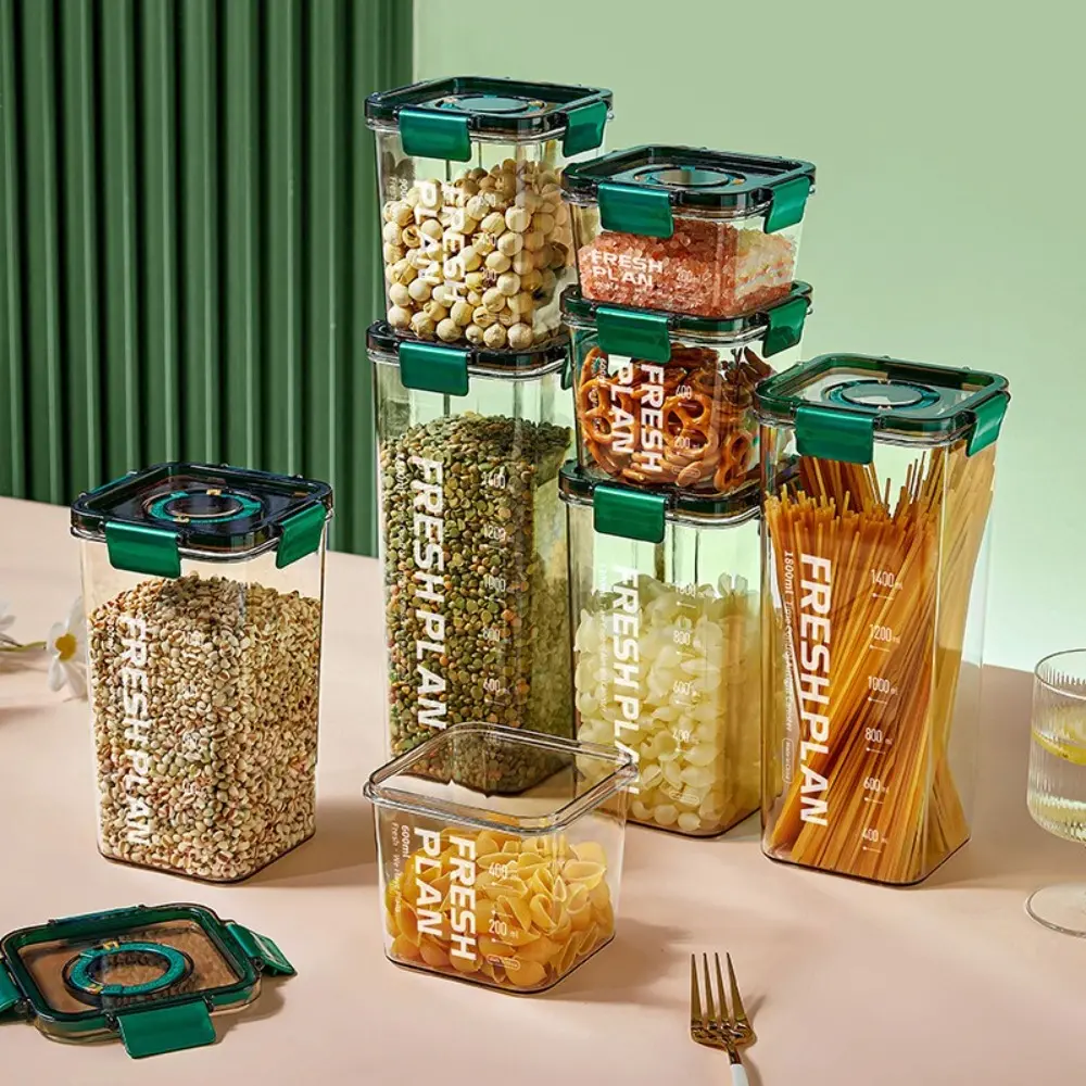 Plastic Snack Storage Box Sealed Lid Moisture Proof Dried Fruit Storage Boxes with Scale and Date Thicken Grain Storage Jar