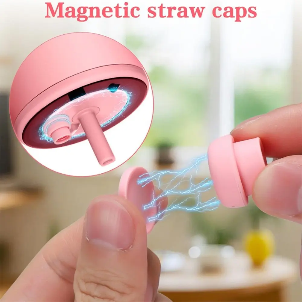 Portable Magnetic Suction Straw Cap Drinking Dust Plugs Tips Cover Water Bottle Accessories Silicone Straw Caps Reusable