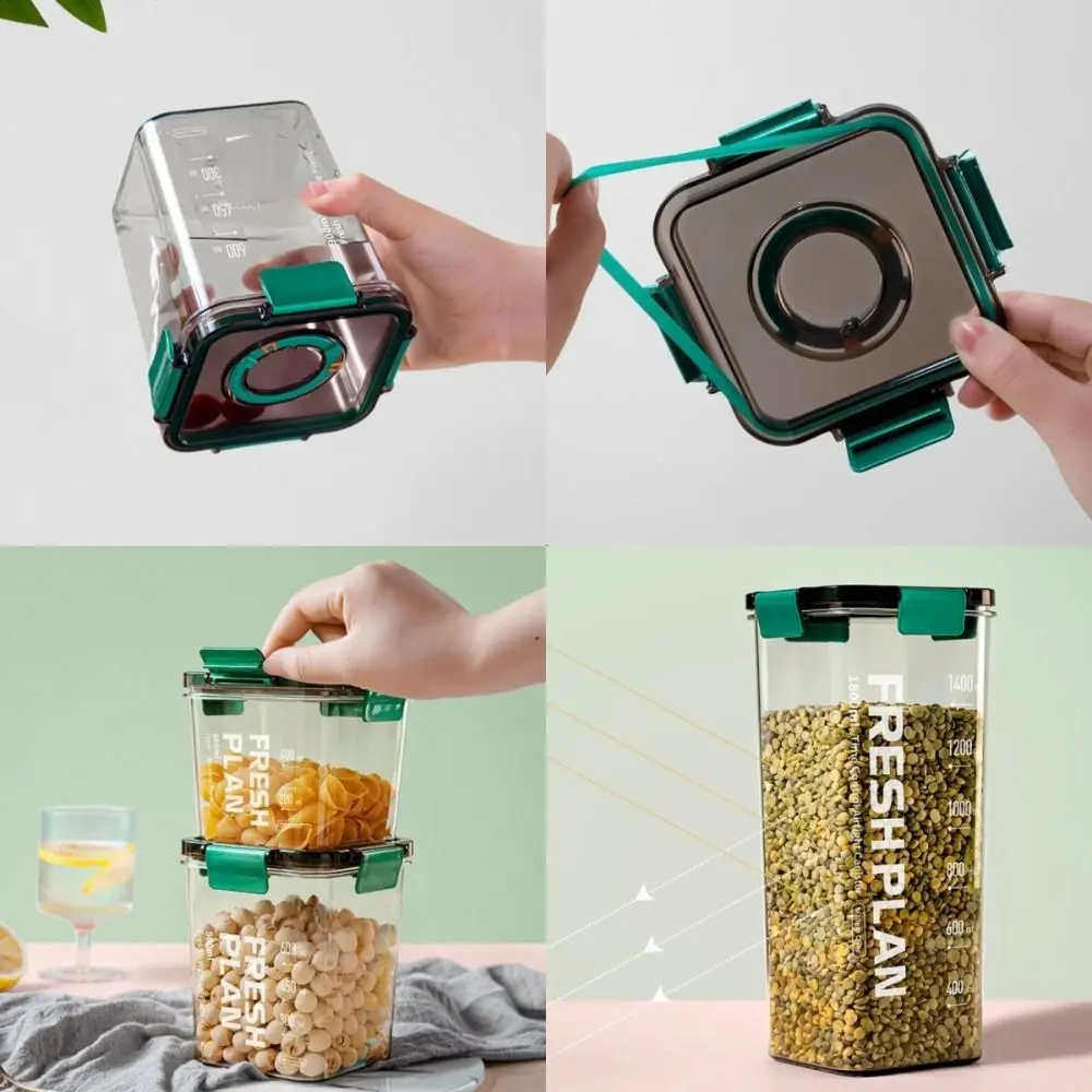 Plastic Snack Storage Box Sealed Lid Moisture Proof Dried Fruit Storage Boxes with Scale and Date Thicken Grain Storage Jar