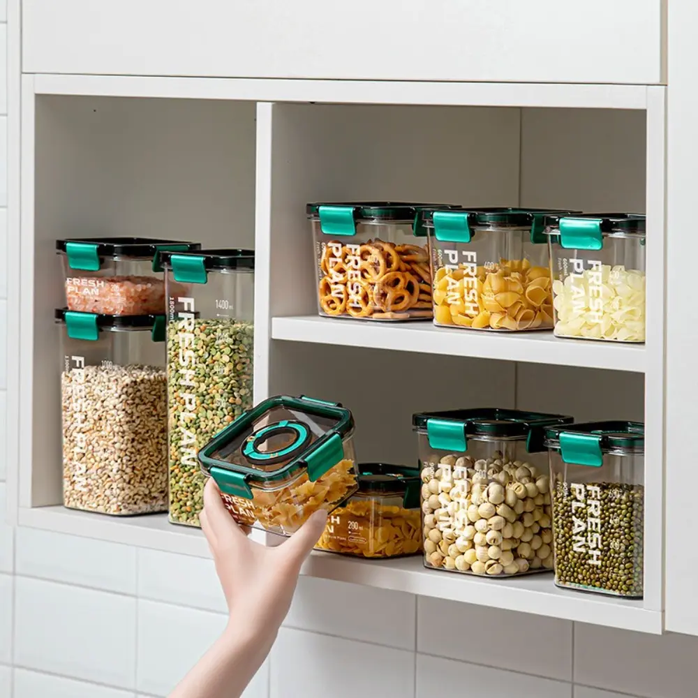 Plastic Snack Storage Box Sealed Lid Moisture Proof Dried Fruit Storage Boxes with Scale and Date Thicken Grain Storage Jar