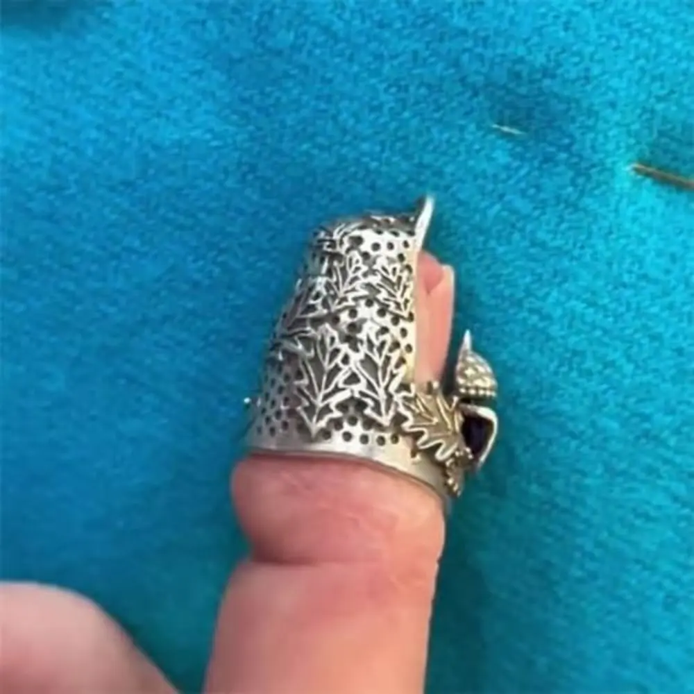 Metal Open Nail Acorn Thimble Durable DIY Craft Open Nail Acorn Finger Protector Adjustable Hand Sewing Quilting